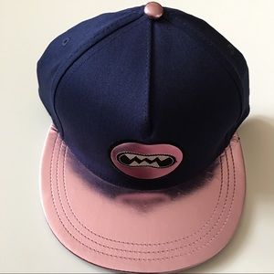 Cute Teeth Baseball Cap - Navy/Met. Pink